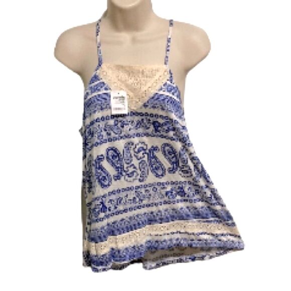 Bohemian Boho Paisley High Low Racerback Sleeveless Tank Womens Large - Picture 1 of 16